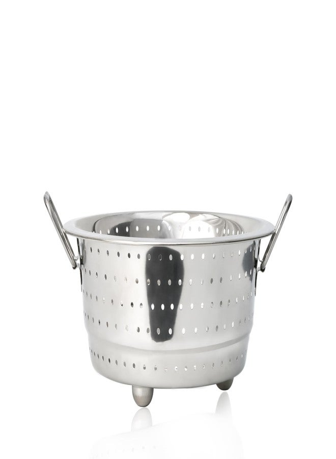 Kitdor Stainless Steel Rice Strainer for Kitchen (Regular) | Steel Colander for Washing Vegetables, Fruits, Rice, Pulses, Noodles and Pasta (with Stand and Handles) - Image 1